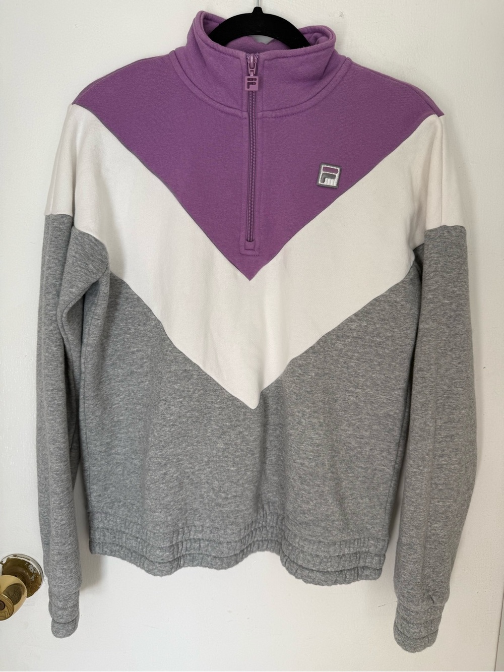 Fila Lavender White Gray Quarter-Zip Chevron Pullover
